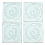 Glass coasters, 'Crystal Swirl' (set of 4) - Glass Coasters with Abstract Swirl Pattern (Set of 4)
