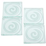 Glass coasters, 'Crystal Swirl' (set of 4) - Glass Coasters with Abstract Swirl Pattern (Set of 4)
