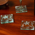 Glass coasters, 'Gentle Desert Breeze' (set of 4) - Glass Coasters with Delicate Flower Motif (Set of 4) thumbail