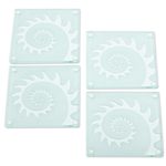 Glass coaster, 'Mollusk Swirl' (set of 4) - Glass Coasters with Etched Sawed Swirl Pattern (Set of 4)