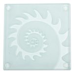 Glass coaster, 'Mollusk Swirl' (set of 4) - Glass Coasters with Etched Sawed Swirl Pattern (Set of 4)