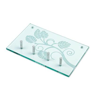 Glass Wall Mounted Key Holder with Vine Motif from Mexico
