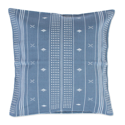 Grey-Blue 100% Cotton Hand Woven Cushion Cover