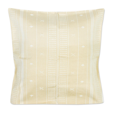 Cotton cushion cover, 'Touch of Beige' - Mostly Beige Cushion Cover in 100% Handwoven Cotton