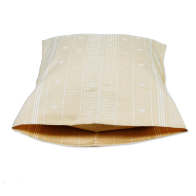 Cotton cushion cover, 'Touch of Beige' - Mostly Beige Cushion Cover in 100% Handwoven Cotton