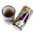 Ceramic tumblers, 'Hidalgo Fiesta' (Pair) - Talavera-Style Ceramic Tumblers (Pair) (image 2d) thumbail