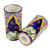 Ceramic tumblers, 'Hidalgo Fiesta' (Pair) - Talavera-Style Ceramic Tumblers (Pair) (image 2e) thumbail