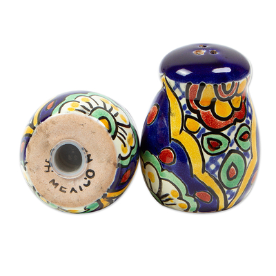 Ceramic salt and pepper shakers, 'Hidalgo Fiesta' (pair) - Multicoloured Ceramic Salt and Pepper Set (Pair)