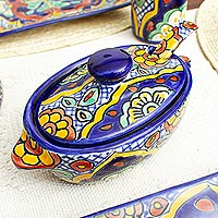 Keramik-Salsa-Schüssel und -Löffel, „Hidalgo Fiesta“ – handwerklich gefertigte Salsa-Schüssel und -Löffel