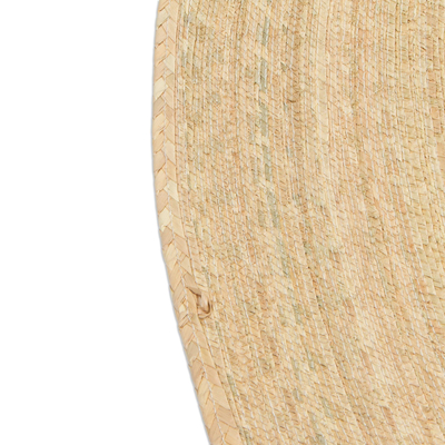Bodenmatte aus Palmfaser - Doppellagige geflochtene Palmwedel-Akzentmatte aus Mexiko