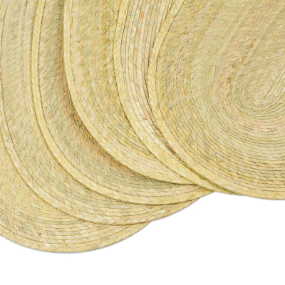 Natural fiber placemats, 'Supper at the Beach' (set of 6) - Natural Palm Fiber Braided Place Mats from Mexico