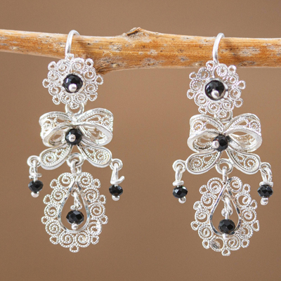 Mexican Sterling Silver Filigree And, Black And Gold Crystal Chandelier Earrings Uk