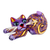 Wood alebrije sculpture, 'Purple Pouncing Cat' - Purple Crouching Cat Alebrije Figure with Henequen Whiskers