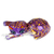 Wood alebrije sculpture, 'Purple Pouncing Cat' - Purple Crouching Cat Alebrije Figure with Henequen Whiskers