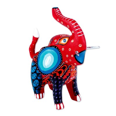 Alebrije de madera escultura - Alebrije Elefante Dominante Rojo Hecho en Oaxaca