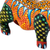 Wood alebrije sculpture, 'Cautious Amber Rhino' - Yellow Orange Dominant Rhinoceros Alebrije Sculpture