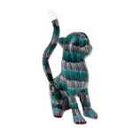 Wood alebrije sculpture, 'Mossy Monkey' - Handmade Turquoise Monkey Alebrije Figure from Oaxaca