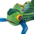 Wood alebrije sculpture, 'Green Chameleon' - Blue-Footed Green Chameleon Alebrije Figure from Oaxaca