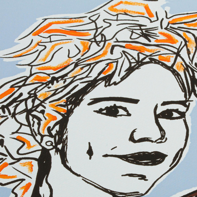 'New Life' - Silk Screen Print of Woman Holding a Bird from Mexico