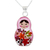 Natural flower pendant necklace, 'Mexican Matryoshka' - Matryoshka Style Pendant Necklace with Natural Flowers