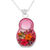 Natural flower pendant necklace, 'Mexican Matryoshka' - Matryoshka Style Pendant Necklace with Natural Flowers (image 2b) thumbail