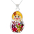 Natural flower pendant necklace, 'Blonde Mexican Matryoshka' - Natural Flower Pendant Necklace with Blonde Matryoshka