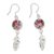 Sterling silver dangle earrings, 'Anahuac Purple' - Sterling Silver and Dried Flower Dangle Earrings from Mexico (image 2b) thumbail