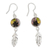 Sterling silver dangle earrings, 'Anahuac Black' - Sterling Silver and Dried Flower Dangle Earrings from Mexico (image 2b) thumbail