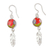 Sterling silver dangle earrings, 'Anahuac Red' - Sterling Silver and Dried Flower Dangle Earrings from Mexico