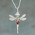 Halskette mit Anhänger aus Sterlingsilber, „Blaue Anahuac-Libelle“ – Halskette mit Libellenanhänger aus Sterlingsilber mit Blumen