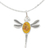 Halskette mit Anhänger aus Sterlingsilber - Halskette mit Libellen-Anhänger aus Sterlingsilber und Blumen