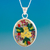 Sterling silver pendant necklace, 'Antique Daffodils' - Old Fashioned Pendant Necklace with Flowers in Resin thumbail