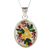 Sterling silver pendant necklace, 'Antique Daffodils' - Old Fashioned Pendant Necklace with Flowers in Resin (image 2a) thumbail