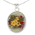 Sterling silver pendant necklace, 'Antique Daffodils' - Old Fashioned Pendant Necklace with Flowers in Resin (image 2b) thumbail