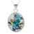 collar con colgante de flor natural - Collar de plata con resina y flores secas azules de México