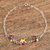 Sterling silver pendant bracelet, 'Purple Anahuac Flowers' - Sterling Silver Chain Bracelet with Three Flowered Pendants thumbail