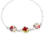 Sterling silver pendant bracelet, 'Red Anahuac Flowers' - Sterling Silver Chain Bracelet with Three Flowered Pendants (image 2c) thumbail