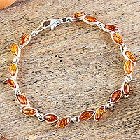 Amber link bracelet, Honey Leaves
