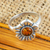 Amber cocktail ring, 'Petaled Honey' - Sterling Silver Cocktail Ring with Amber-centreed Flower thumbail