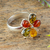 Amber cocktail ring, 'Five Glowing Petals' - Five Petal Amber Sterling Silver Cocktail Ring with Flower thumbail
