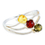 Amber cocktail ring, 'Beaded Steps' - Three-Stone Amber Cocktail Ring in Sterling Silver (image 2b) thumbail