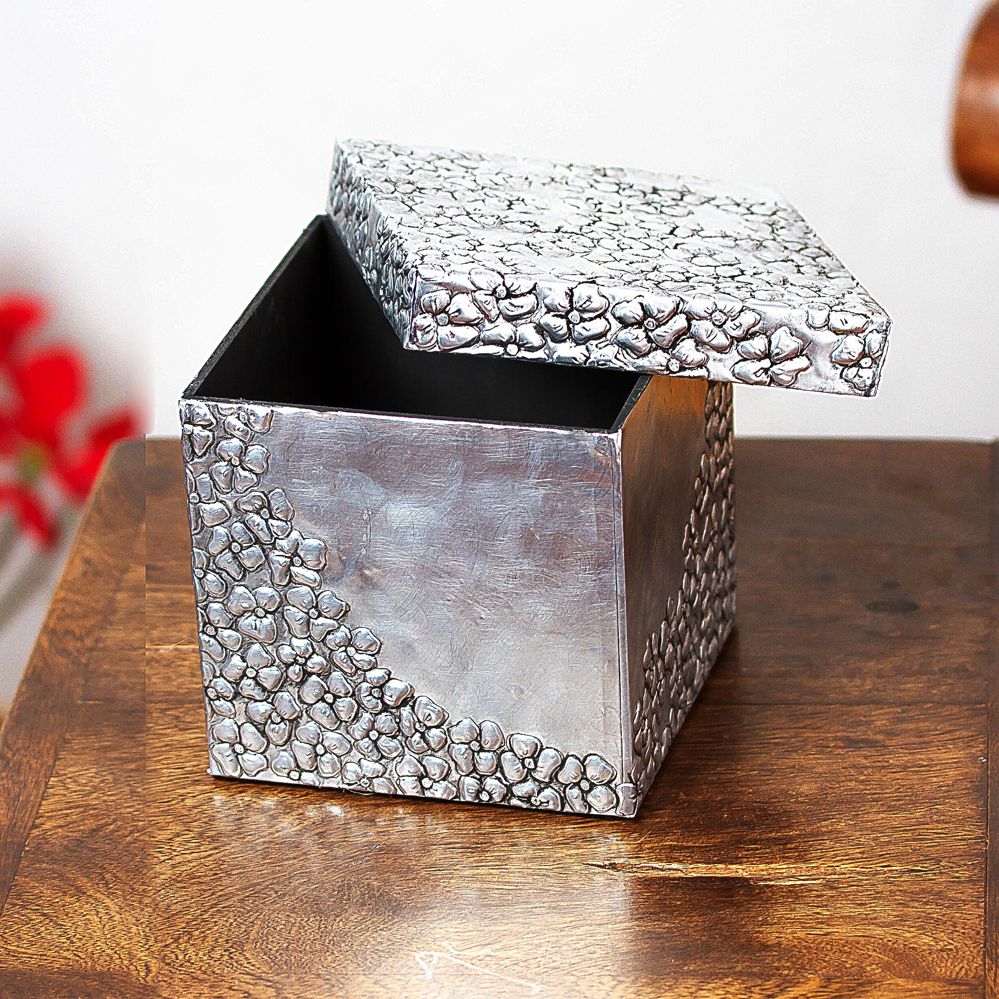 Cajas decorativas de aluminio con tapa estilo regalo (juego de 3