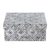 Aluminum repousse decorative box, 'Blue Flower Treasures' - Lidded Decorative Box from Aluminum with Blue Crystals (image 2b) thumbail
