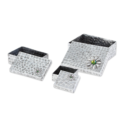 Cajas decorativas de aluminio con tapa estilo regalo (juego de 3), 'Regalos  alegres
