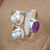 Cultured pearl and amethyst wrap ring, 'Purple and White' - Bold Sterling Silver Wrap Ring with Amethyst and Pearls thumbail