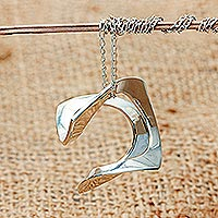 Sterling silver pendant necklace, 'Watching Over' - Sterling Silver Necklace with a Double Open Loop Pendant