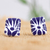 Pendientes de botón de cerámica - Aretes Botón de Cerámica Estilo Talavera en Azul y Blanco