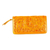 Bolso de mano de piel - Bolso clutch con cremallera de cuero labrado en naranja Sunrise de México