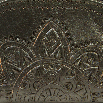 Monedero de cuero - Monedero de cuero negro con cremallera Onyx de México