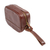 Leather toiletries case, 'Salamanca Sojourn' - Brown Leather Toiletries Case Travel Bag with Wrist Strap